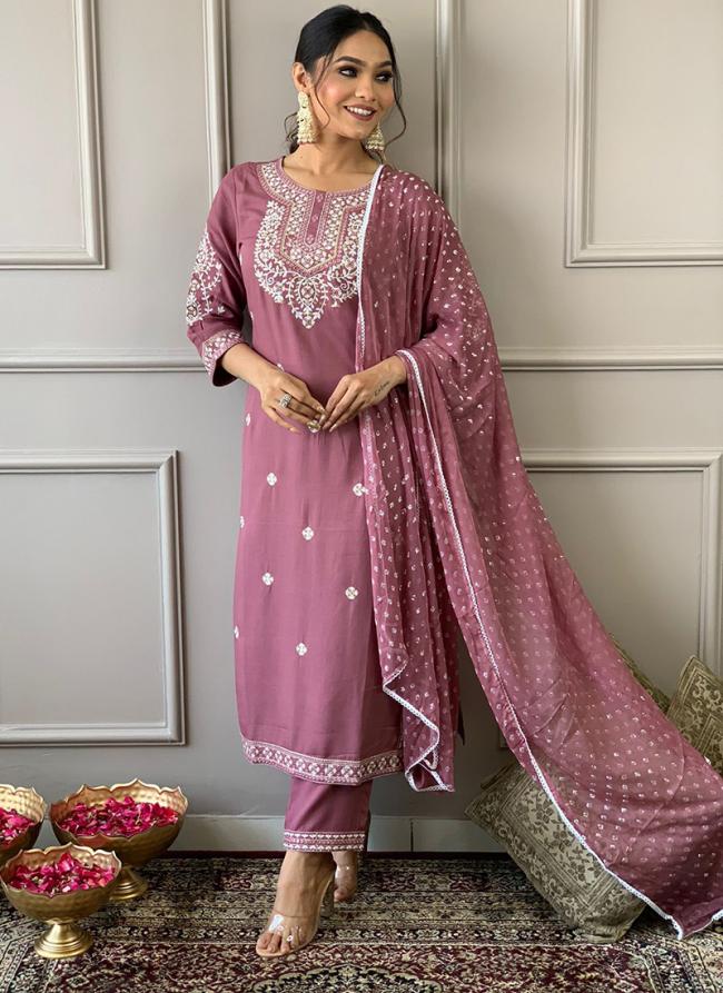 Rayon Onion Pink Festival Wear Embroidery Work Readymade Salwar Suit